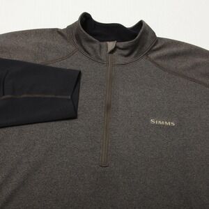 Simms Pullover Mens Extra Large Brown Gray Quarter Zip Fishing Tech Long Sleeve